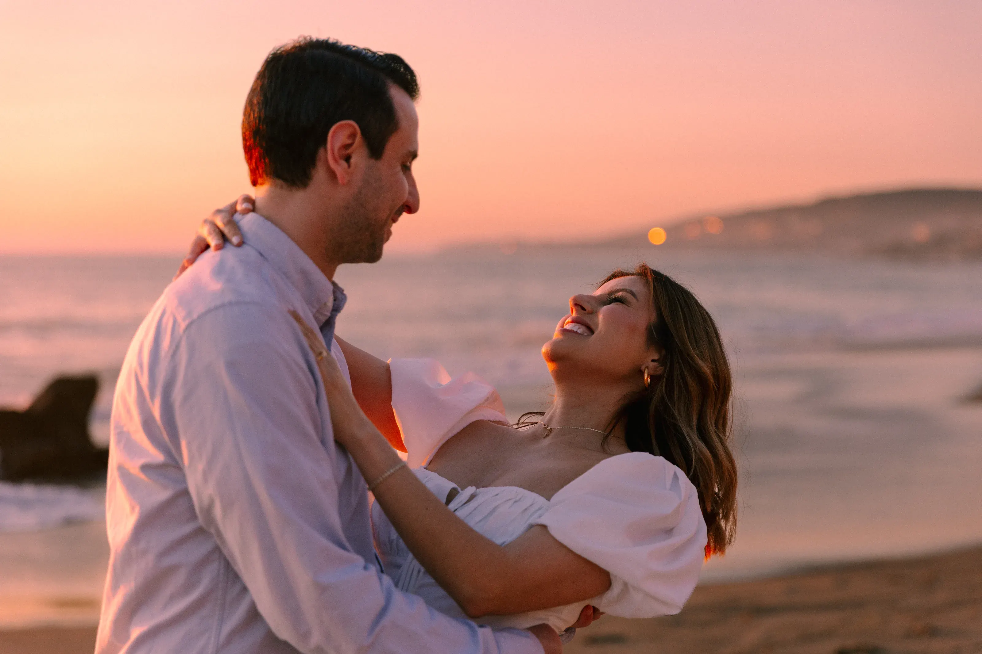 Engagement portrait in the final color of dusk