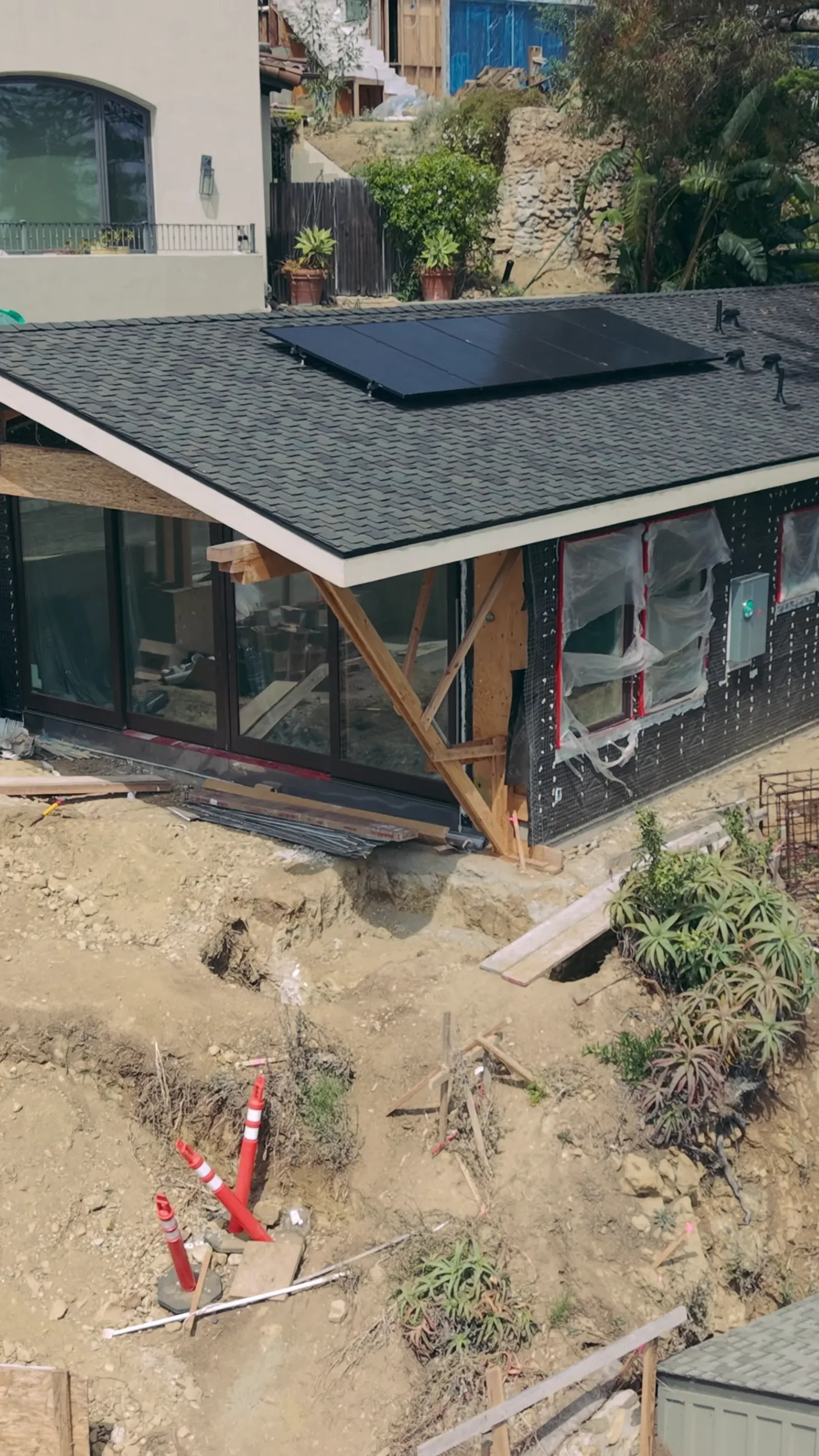 Vertical drone view captured for a real estate construction update