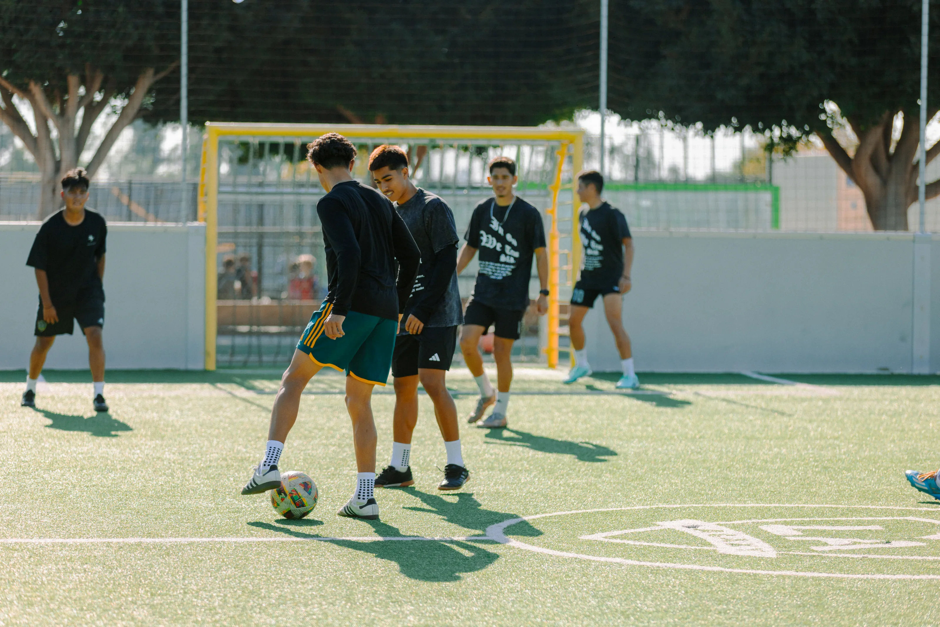 Soccer players facing up during a small-sided game